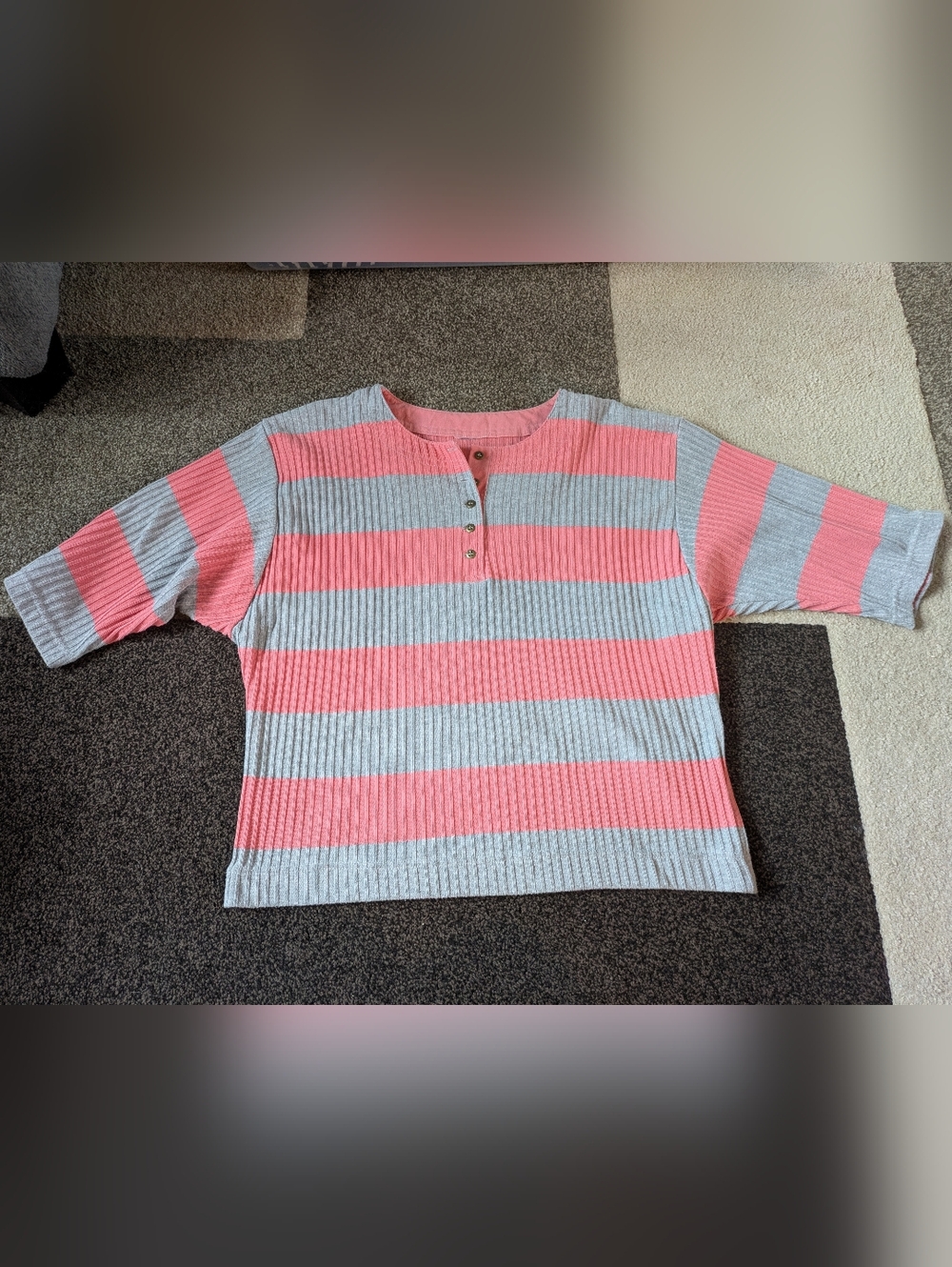 Gray And Pink Striped Sweater
